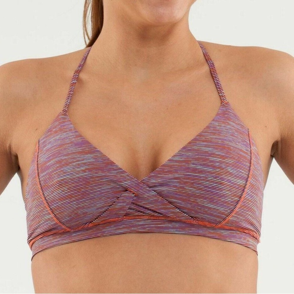 Lululemon Pranayama Bra Wee Are From Space Black March Multi Stripe size 8